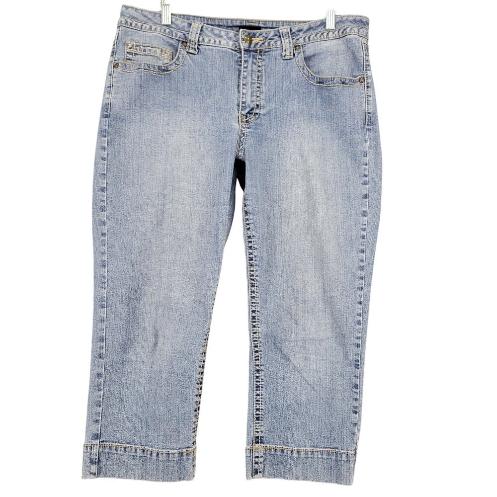 VSH Capri Blue Jeans Stretch Denim Classic Straight Stonewash Zip Womens Size 12